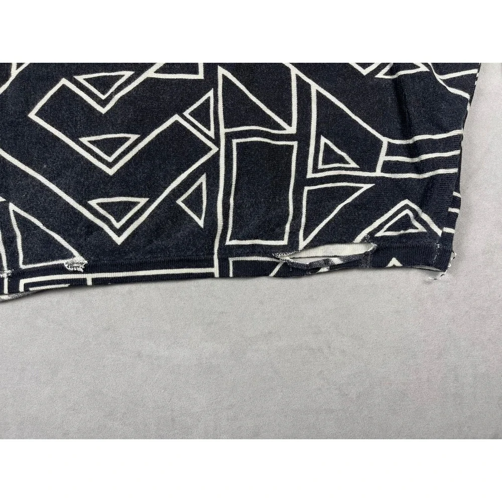 Lauren Ralph Lauren Womens XL Black White Geometric Knit Dolman Sweater‎ AS IS